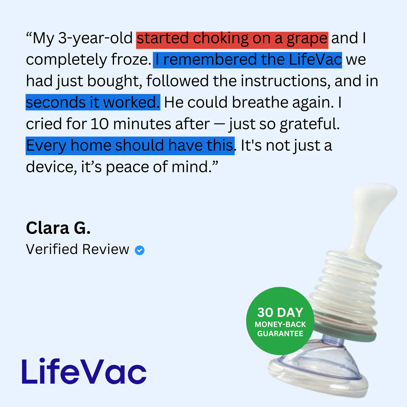 The LifeVac Anti Choking Device
